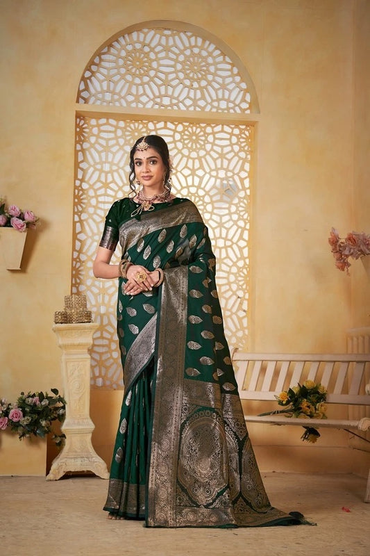 Festival Soft Silk Weaving Banarasi Jari Work Wedding Wear Sari With Blouse11-VF