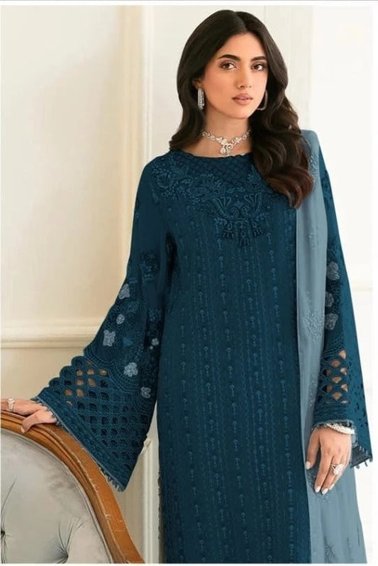 Fancy Heavy Faux Georgette Wedding Wear Designer Top Bottom With Dupatta 12-RD