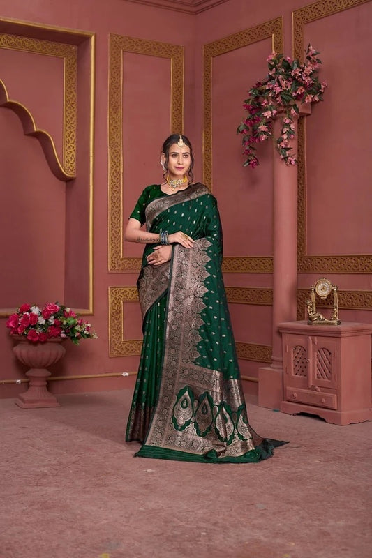 Traditional Soft Silk Weaving Banarasi Wedding Wear Sari With Blouse 11-VF