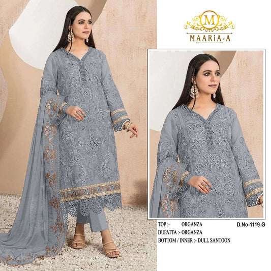 Heavy Organza With Embroidery Work Top Bottom & Dupatta For Women's 12-RD