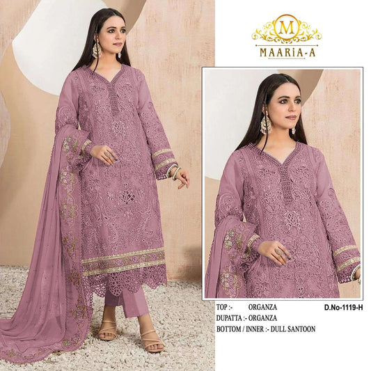 Heavy Organza With Embroidery Work Top Bottom & Dupatta For Women's 12-RD