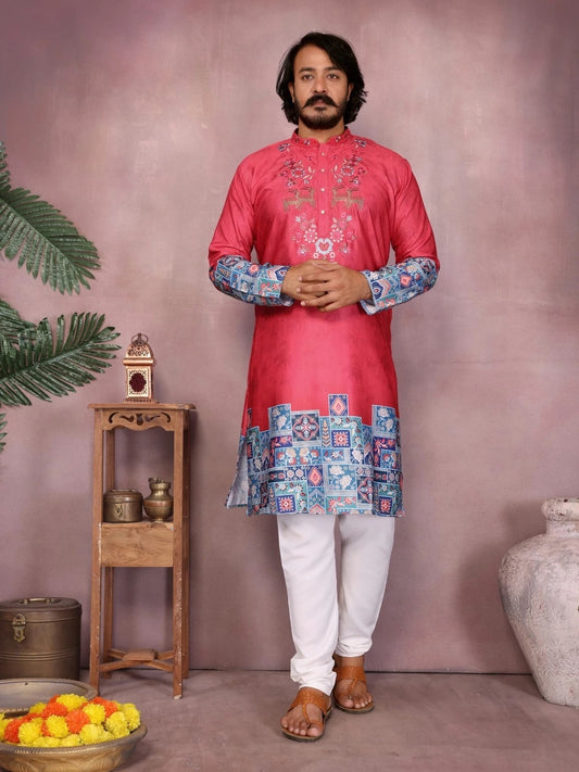Wedding Wear Heavy Khadi Cotton Designer Kurta With Pajama Set For Men's 16-VR