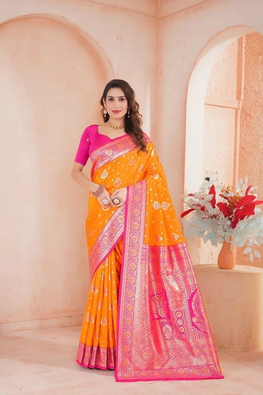 Elegant Soft Silk Weaving Saree With Banarasi Jari Work With Blouse 11-VF