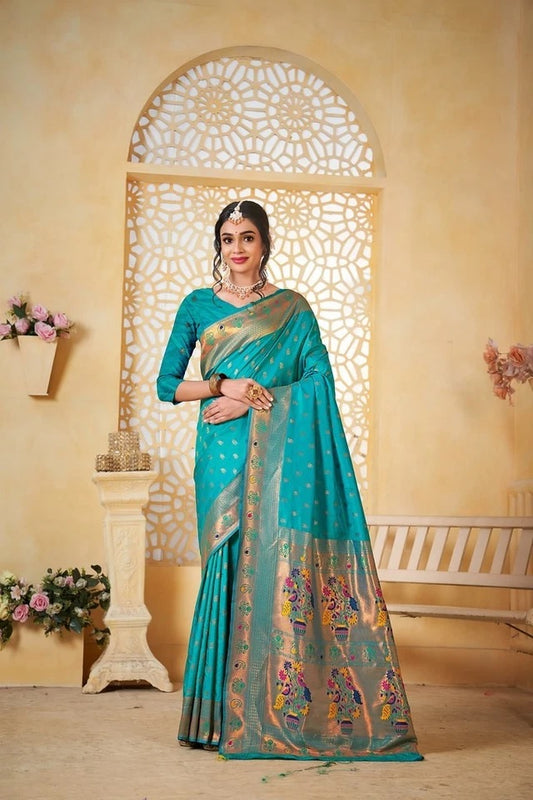 Pethani Silk With Fancy Pallu Traditional Wear Saree With Blouse 11-VF