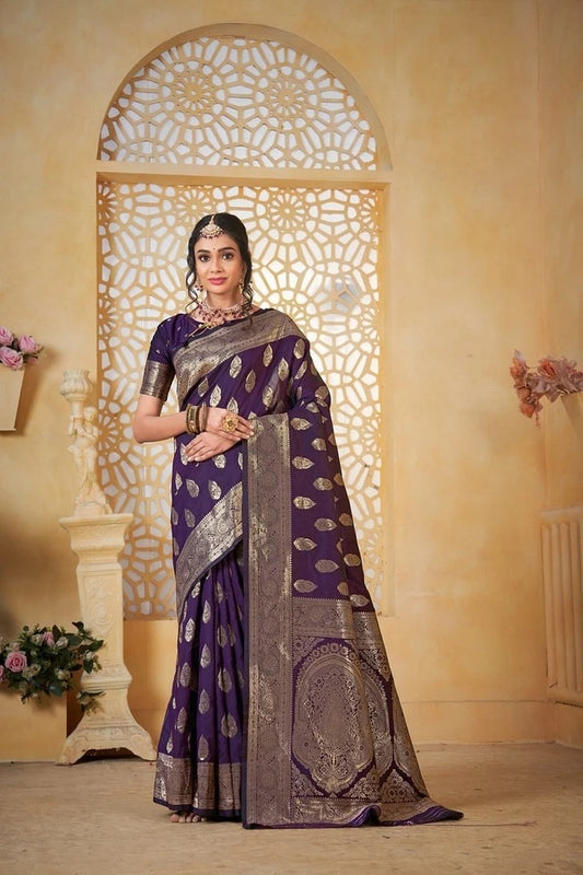 Festival Soft Silk Weaving Banarasi Jari Work Wedding Wear Sari With Blouse11-VF