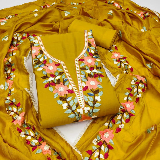 Traditional Beautiful Roman Silk Designer Top Bottom & Dupatta 12-VF