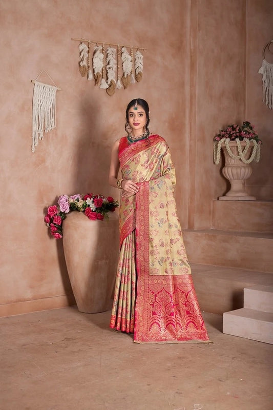 Pure Tissue Traditional Wear Wedding Festival Saree With Blouse 11-VF