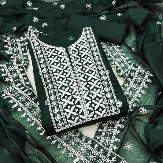 Traditional Wedding Wear Designer Indian Chanderi Work Top Bottom&Dupatta 12-VF