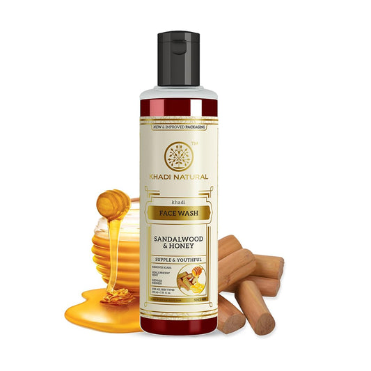 Khadi Natural Sandalwood & Honey Face Wash  Face Wash for Reducing Scars & Blemishes Face Wash for Healthy Skin  Suitable for All Skin Types (210 ml)