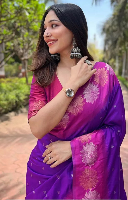 Banarasi Soft Silk Saree With Blouse