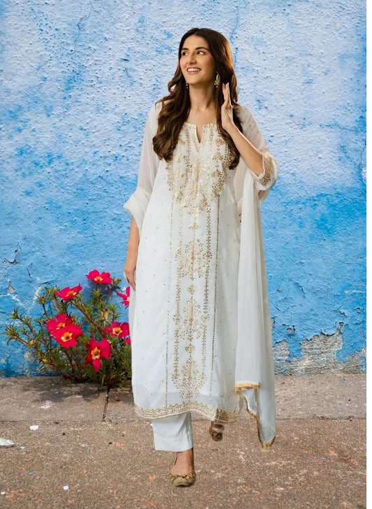 Faux Georgette Embroidery Work Salwar kameez With Dupatta