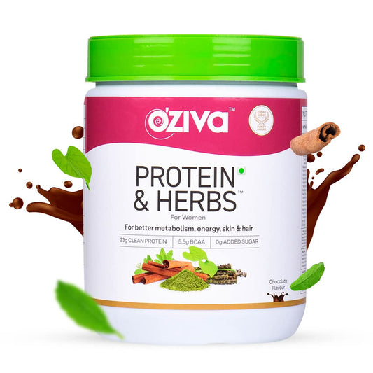 OZiva Protein & Herbs For Women - Chocolate flavour - 500 gm (16 Servings)