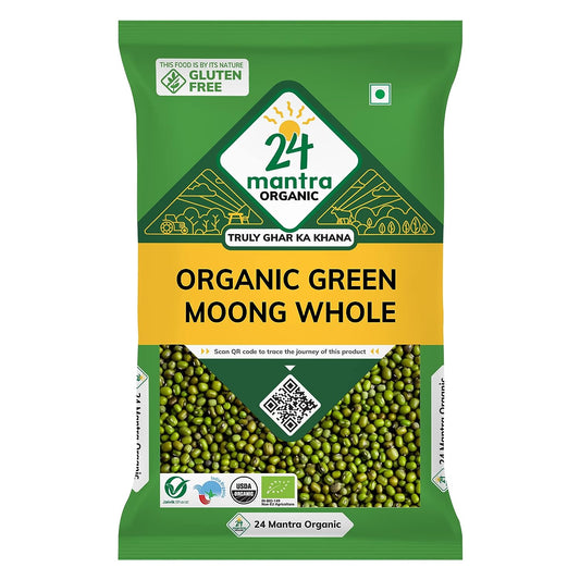 24 Mantra Organic Green Moong Whole - 500 gm