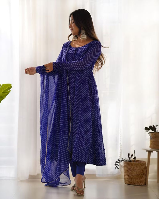 Full Stitched Heavy Pure Faux Georgett Kurti Pant Dupatta