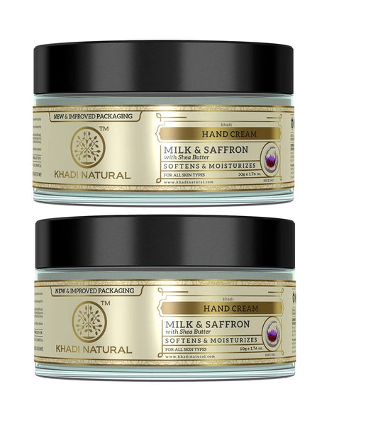 Khadi Herbal Natural Milk & Saffron Hand Cream With Sheabutter 50 Gm (Set Of 2)