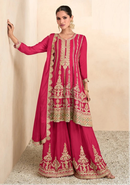 Heavy Chinon With Embroidery Sequence Work Salwar Kameez