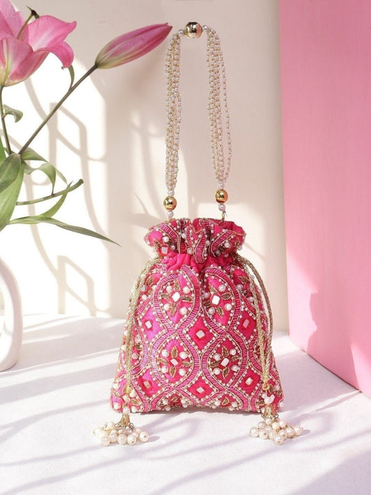 Bridal Potli bag Designer Heavy artificial mirror Potli handmade purse