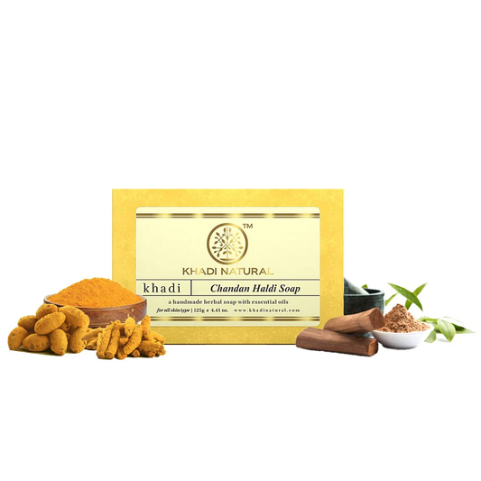Khadi Natural Chandan Haldi Handmade Herbal Soap, 125 g