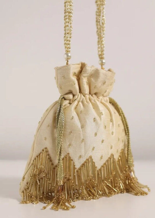 Designer Cream White Potli Bag