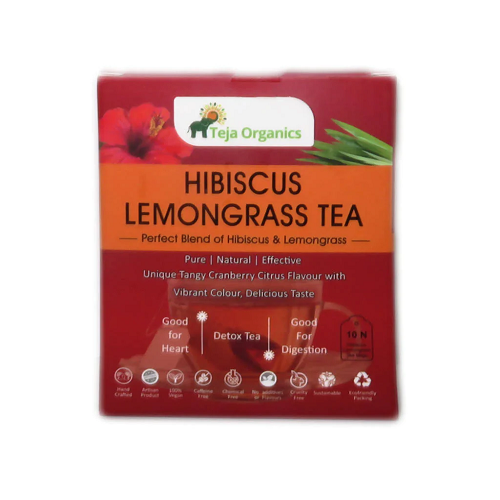 Teja Organics Hibiscus & Lemongrass Tea Bags - 10 Tea bags