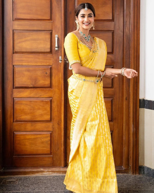 Banarasi Soft Silk Saree With Blouse For Women's