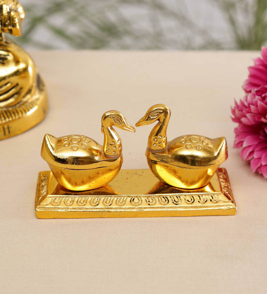 Gold Metal Swan Shaped Haldi Kumkum Holder