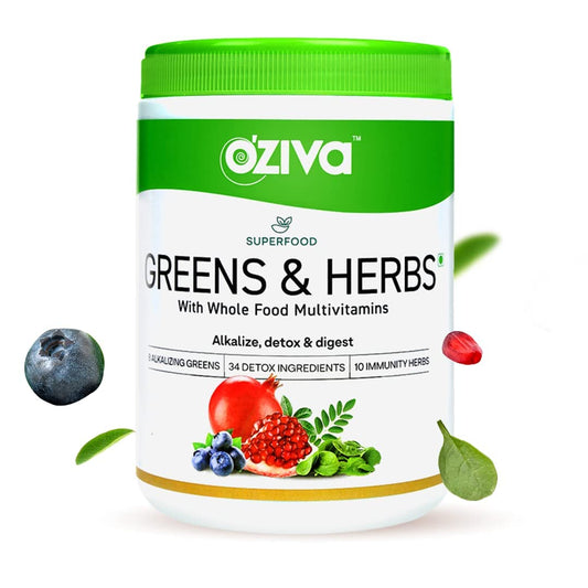 OZiva Superfood Greens & Herbs With Whole Food - 250 gm