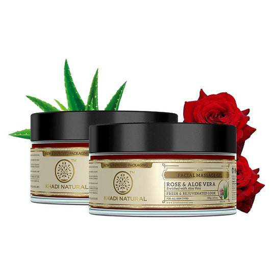 Khadi Natural Rose & Aloevera Face Massage Gel - Pack of Two