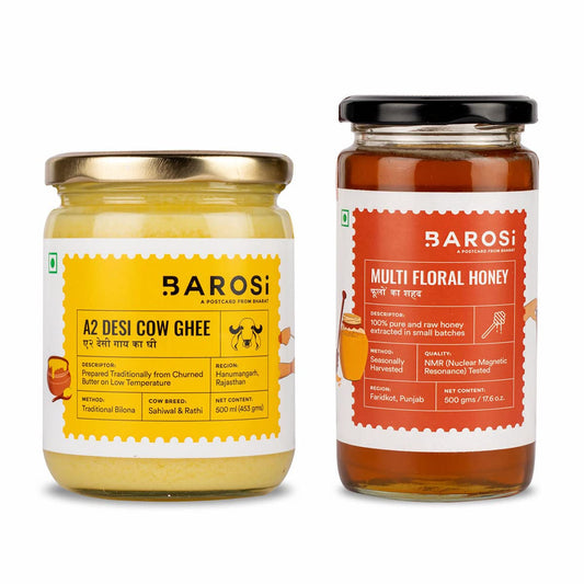 Barosi A2 Desi Cow Ghee & Multifloral Honey Combo - Combo