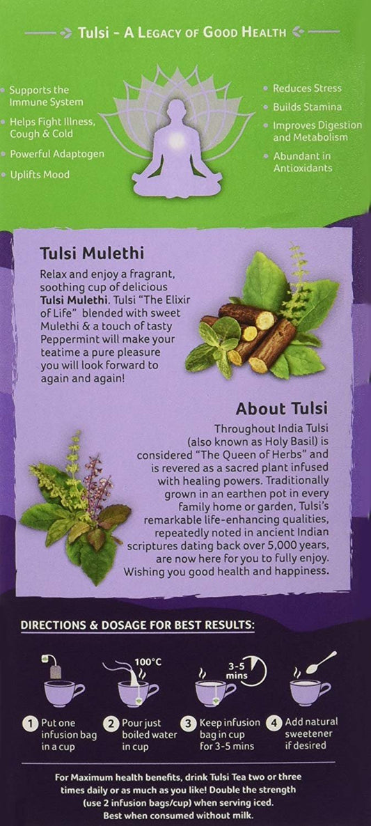 Organic India Tulsi Mulethi 25 Tea Bags - Pack of 1