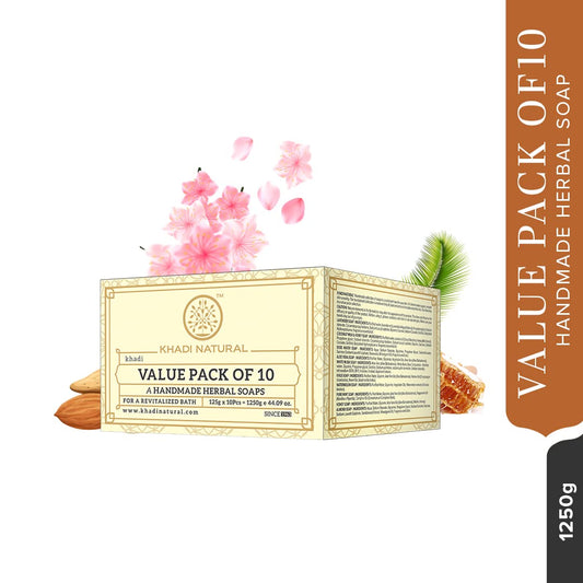 Khadi Natural Handmade Herbal Soap Combo Assorted Natural Soap Gift Set, Enriched With Essential Oils, 125 G (Pack Of 10)