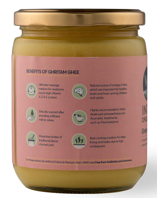 Indic Organics Gir Cow's A2 Ghee - 500 ml - Pack of 1