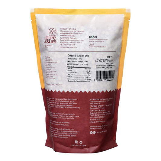 Pure & Sure Chana Dal Traditional Organic Pulses - 500 gm