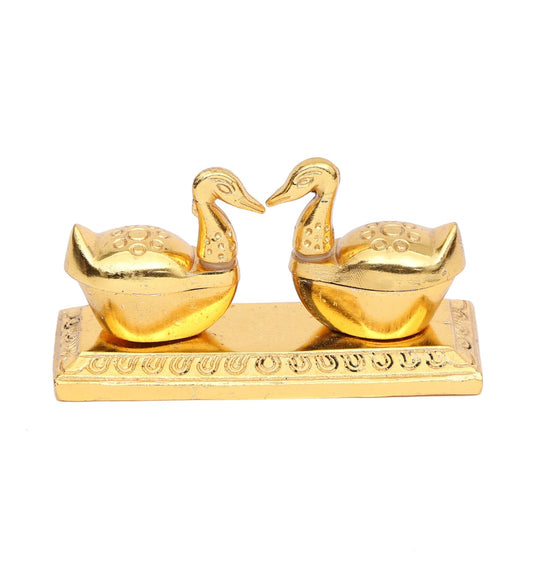 Gold Metal Swan Shaped Haldi Kumkum Holder