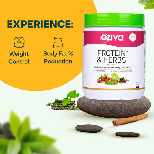OZiva Protein & Herbs For Women - Chocolate flavour - 500 gm (16 Servings)
