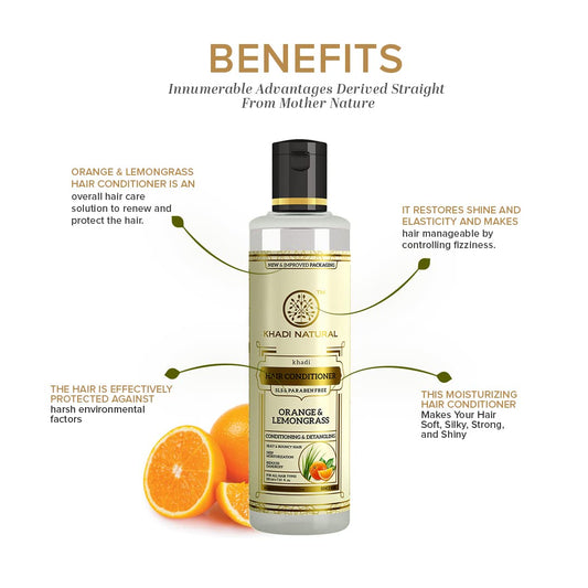 Khadi Natural Orange & Lemongrass Herbal Hair Conditioner-210ml