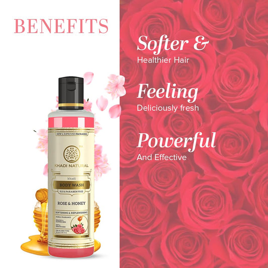 Khadi Natural Rose & Honey Body Wash 210 ml