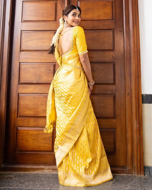 Banarasi Soft Silk Saree With Blouse For Women's