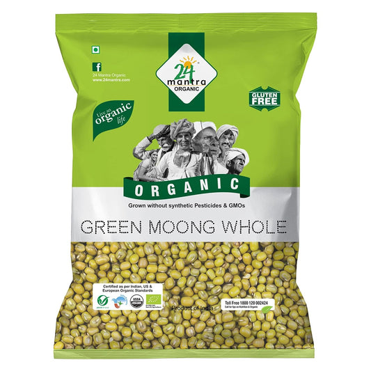 24 Mantra Organic Green Moong Whole - 500 gm