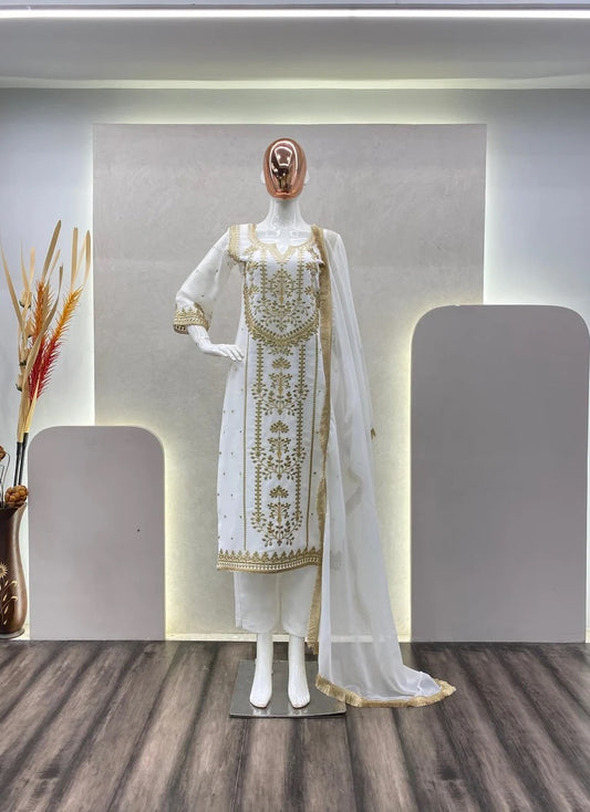 Faux Georgette Embroidery Work Salwar kameez With Dupatta