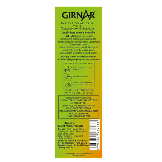 Girnar Cardamom - Saffron Chai - 10 Sachets