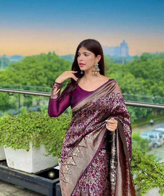 Banarasi Soft Silk Saree With Blouse