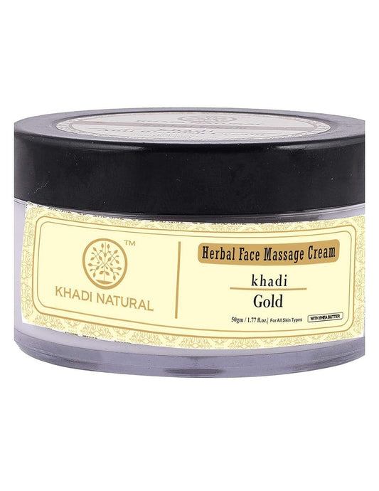 Khadi Natural Gold Herbal Facial Massage Cream with Shea Butter, 50g