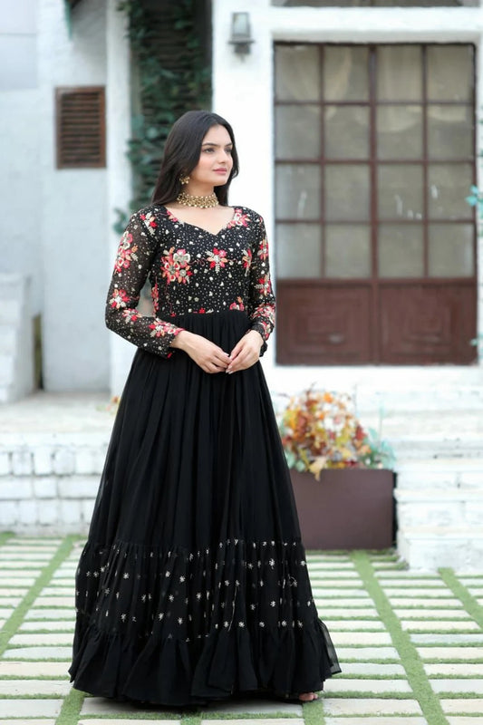 Beautiful Work Long Gown Fancy Party Wear Anarkali Dress 13-SR54