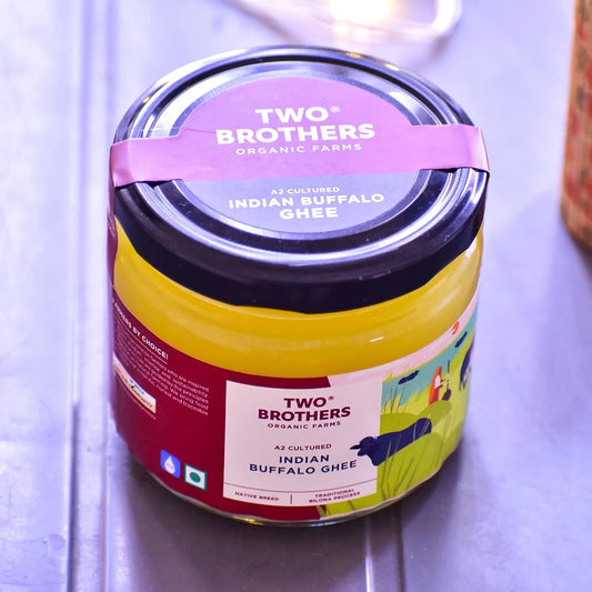 Two Brothers Organic Farms Indian Buffalo Ghee - A2 Cultured - 250 ml - Glass