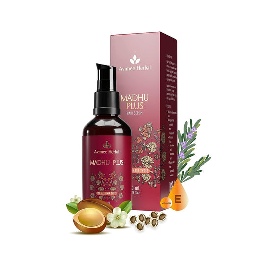 Avimee Herbal Madhu Plus herbal hair serum with SPF 15 Reduces Frizz & Detangles Hair For Dry, Flyaway & Frizzy Hair  50 ML
