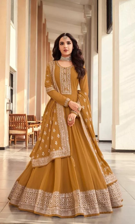 Blooming Georgette Embroidery Work Salwar Kameez Dupatta