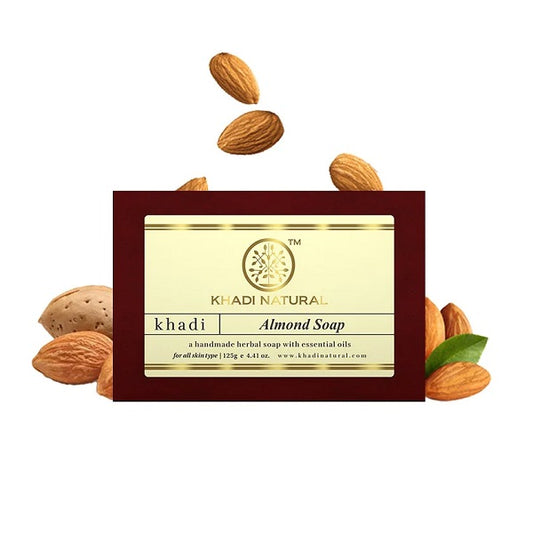 Khadi Natural Almond Soap, 125g Herbal Bathing Bar Natural Soap with Essential Oils Restores moisture contentSuitable for All Skin Types
