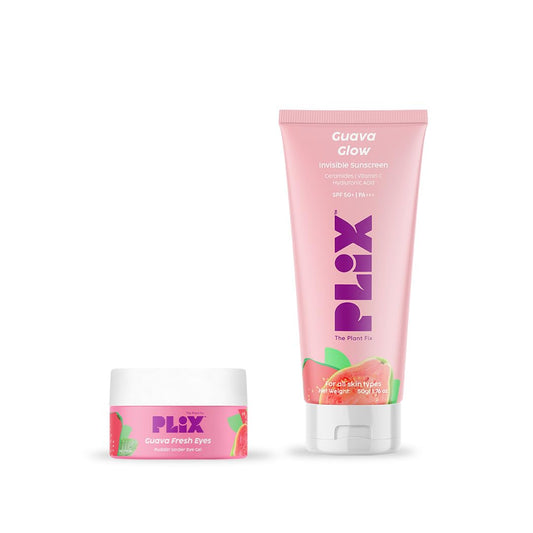 PLIX Under-Eye Gel and SPF 50+ Guava Glow Sunscreen Combo