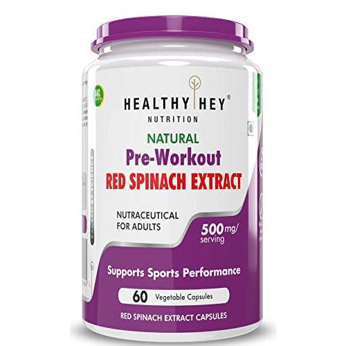 Healthyhey Natural Pre-Workout Red Spinach Extract - Oxystrom - High in nitrate - 60 capsules